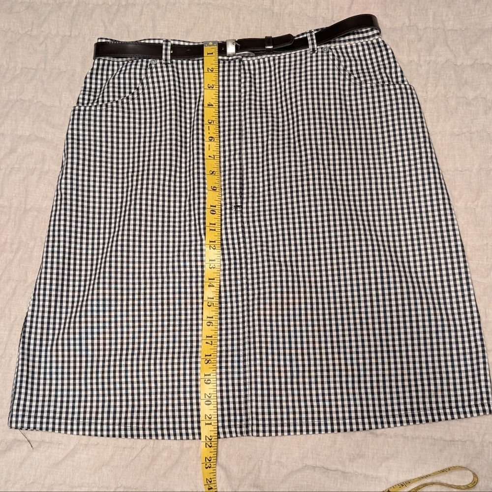 SALE -- Marks & Spencer, belted Black and White Checkered Skirt, US 14 / UK 18 - Picture 8 of 8